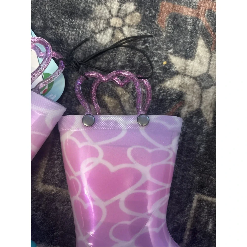 Western Chief Toddler Baby Girl's Size 5 Heart Rain Boots - Pink- Light Up
